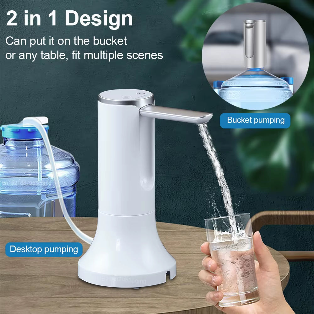 Electric Water Dispenser Foldable Automatic Water Gallon Bottle Pump 19 Liters Bottle Rechargeable Desktop Drinking Water Pump