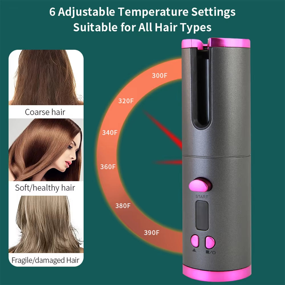Automatic Hair Curler Portable Cordless Auto Hair Curling Iron Rotating Air Curler Rechargeable Styler Home Hair Curler Tools
