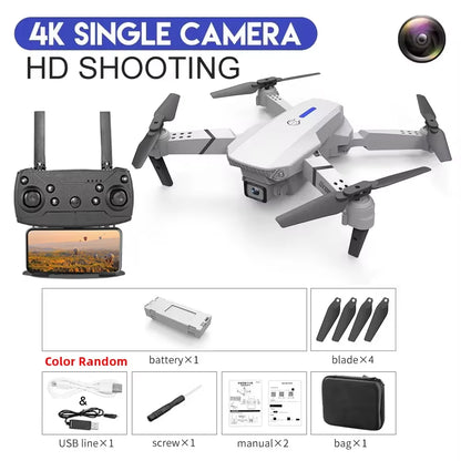 2025 E88 Pro Wifi FPV Drone - Single/Dual 4K/1080P Camera, Wide-Angle HD, Altitude Hold, Foldable Quadcopter RC Helicopter Toy