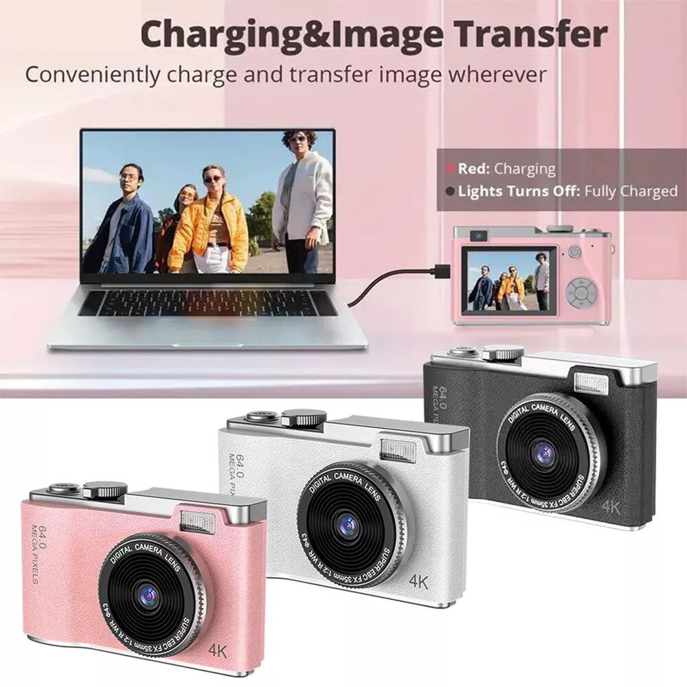 Digital Camera HD 1080P 64MP 2.4'' LCD Display Screen 8X Zoom Anti-Shake Camera