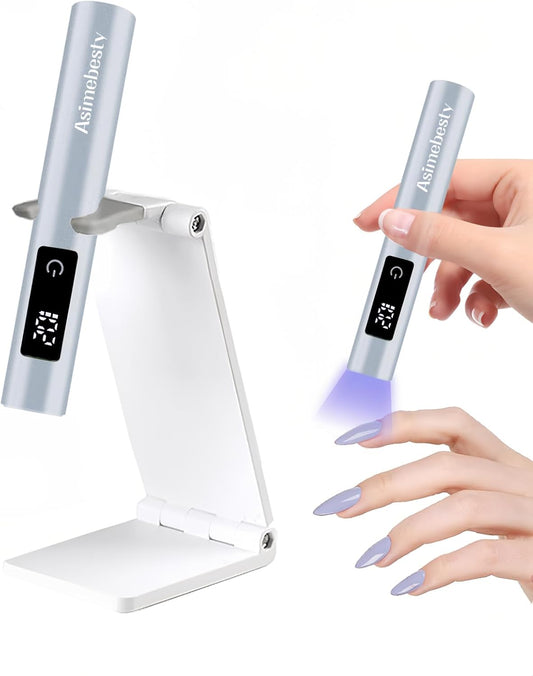 UV Lamps for Gel Nails, Mini Handheld UV LED Nail Lamp with Stand, Portable Rechargeable Nail Dryer with LED Screen 20/60/90S Timer Flash Cure UV Nail Lamp for Fast Drying Bule