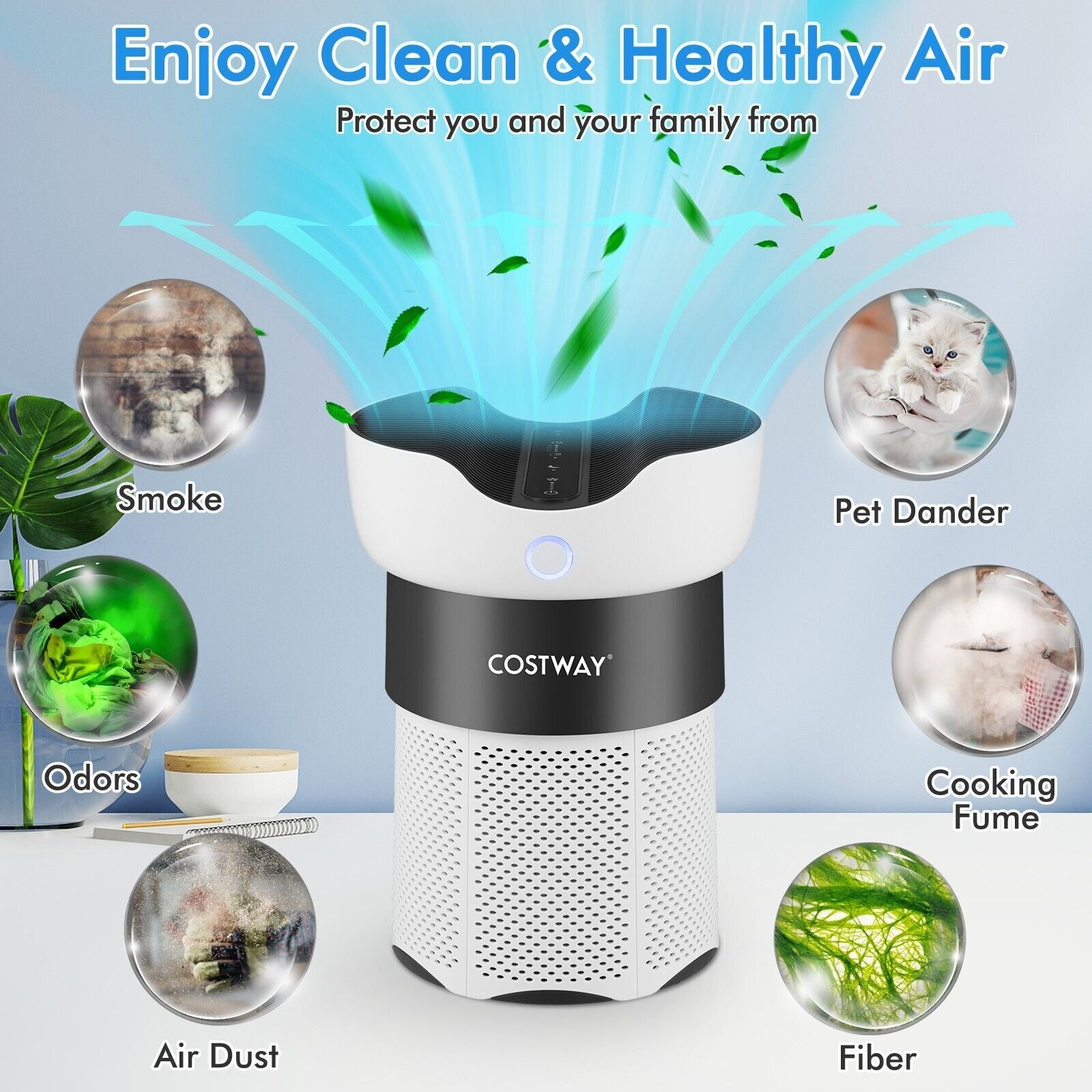 Electric Air Purifier H13 True HEPA Filter Air Cleaner Filter 99.99% Efficiency
