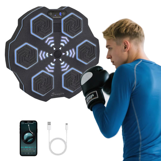 SPORTNOW Music Boxing Machine, Smart Bluetooth Boxing Machine Wall Mounted with 9 Speeds & Modes, LED Lights