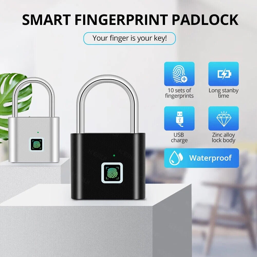 Fingerprint Lock Keyless Waterproof Anti-Theft Smart Lock Fingerprint Padlock