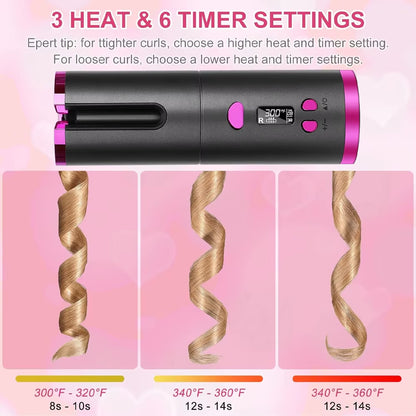 Automatic Hair Curler Portable Cordless Auto Hair Curling Iron Rotating Air Curler Rechargeable Styler Home Hair Curler Tools