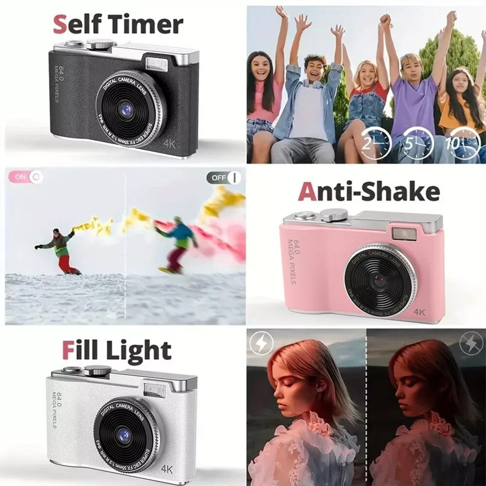 Digital Camera HD 1080P 64MP 2.4'' LCD Display Screen 8X Zoom Anti-Shake Camera