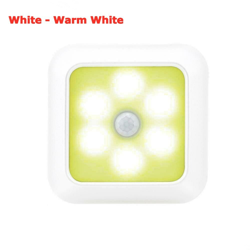 6 LED Motion Sensor Lights PIR Wireless Night Light Battery Cabinet Stair Lamp