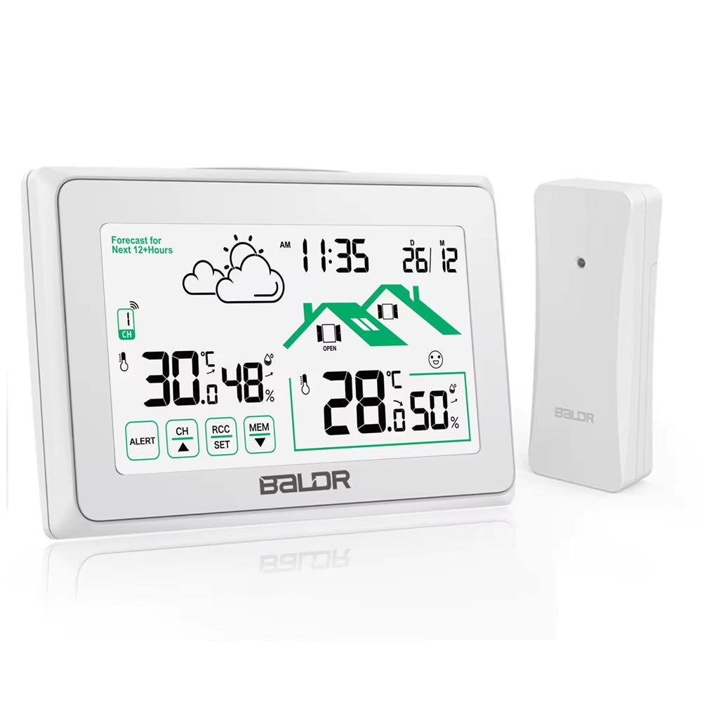 BLADR Wireless Smart Weather Station Home Digital Hygrometer Thermometer DCF Alarm Clock Calendar Trend Forecast Sensor -40℃