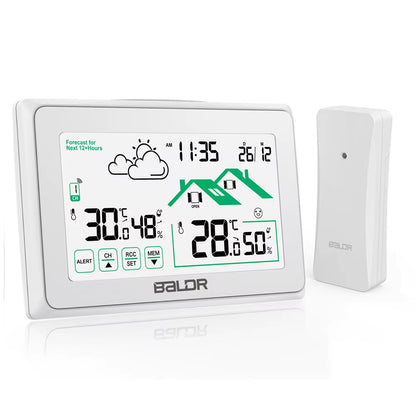 BLADR Wireless Smart Weather Station Home Digital Hygrometer Thermometer DCF Alarm Clock Calendar Trend Forecast Sensor -40℃