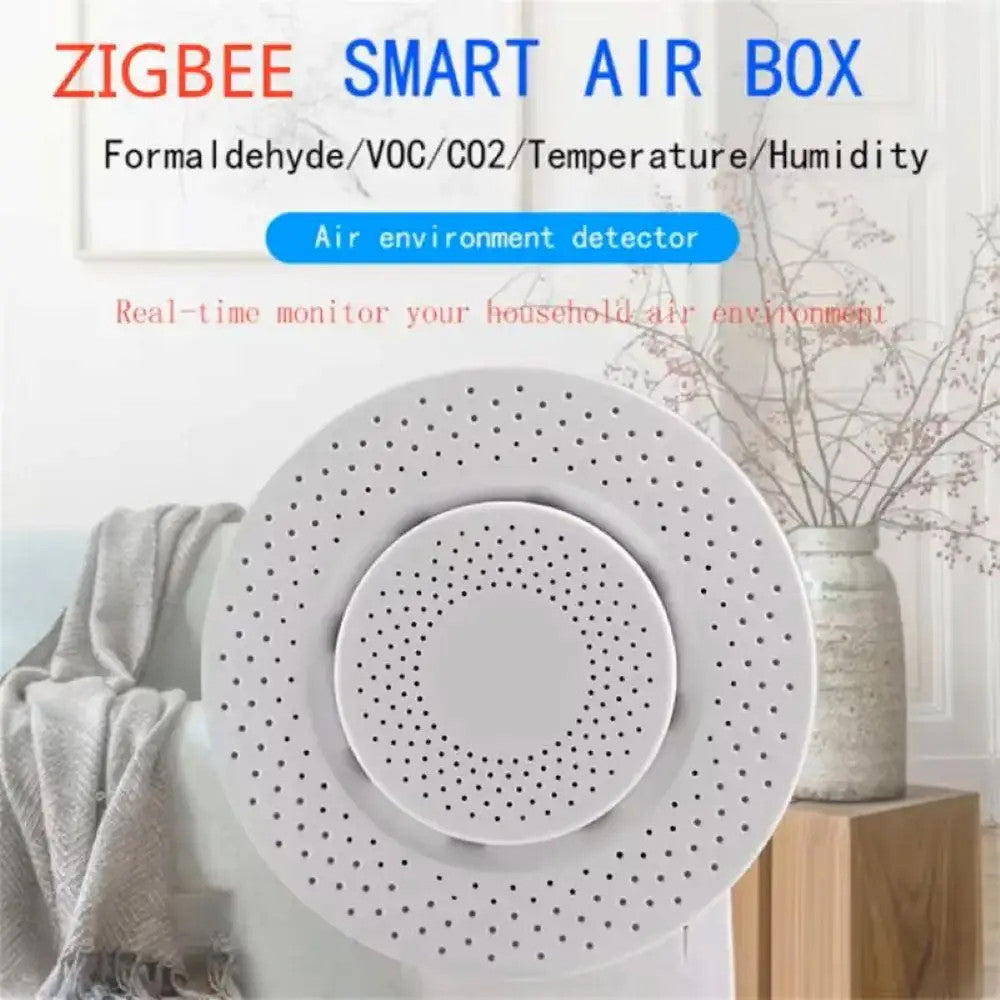 Tuya Zigbee/Wifi Air Quality Sensor Smart Air Box CO2 Meter Formaldehyde VOC Tem