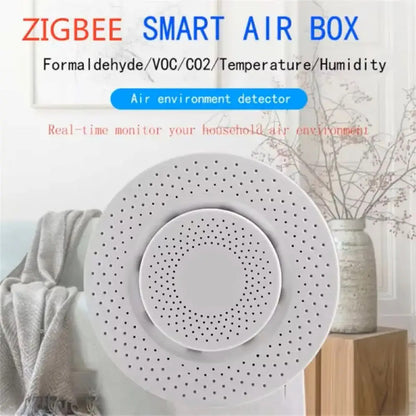 Tuya Zigbee/Wifi Air Quality Sensor Smart Air Box CO2 Meter Formaldehyde VOC Tem