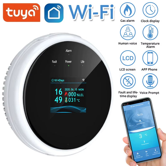 Smart Natural Gas Alarm Sensor CO Carbon Monoxide Poisoning Smoke Gas Monitoring for Fire Security Detector APP Control for Home