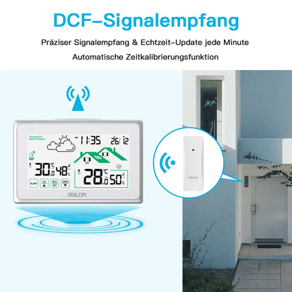 BLADR Wireless Smart Weather Station Home Digital Hygrometer Thermometer DCF Alarm Clock Calendar Trend Forecast Sensor -40℃