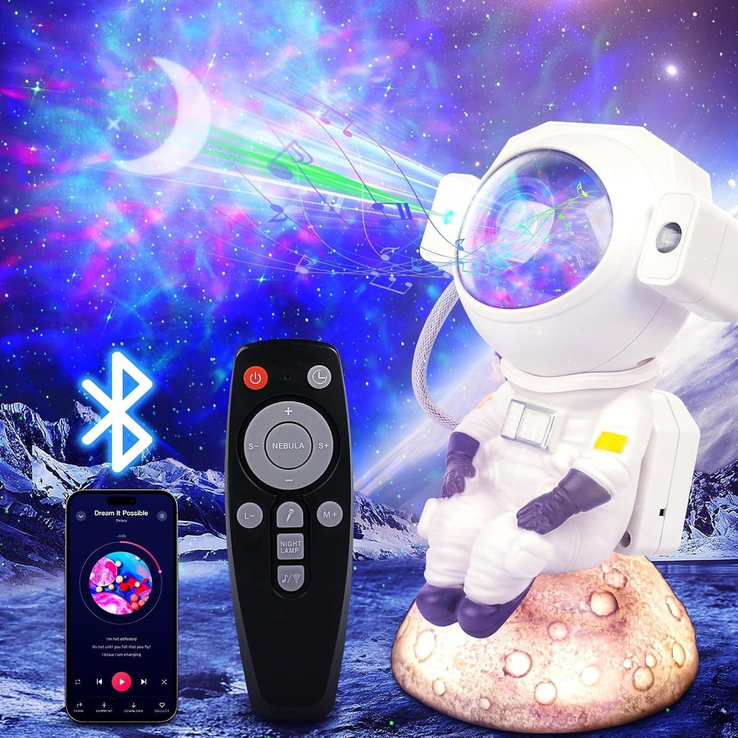 Annefly Astronaut Galaxy Projector Night Light Star Projector with Bluetooth