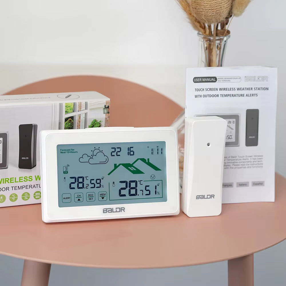 BLADR Wireless Smart Weather Station Home Digital Hygrometer Thermometer DCF Alarm Clock Calendar Trend Forecast Sensor -40℃
