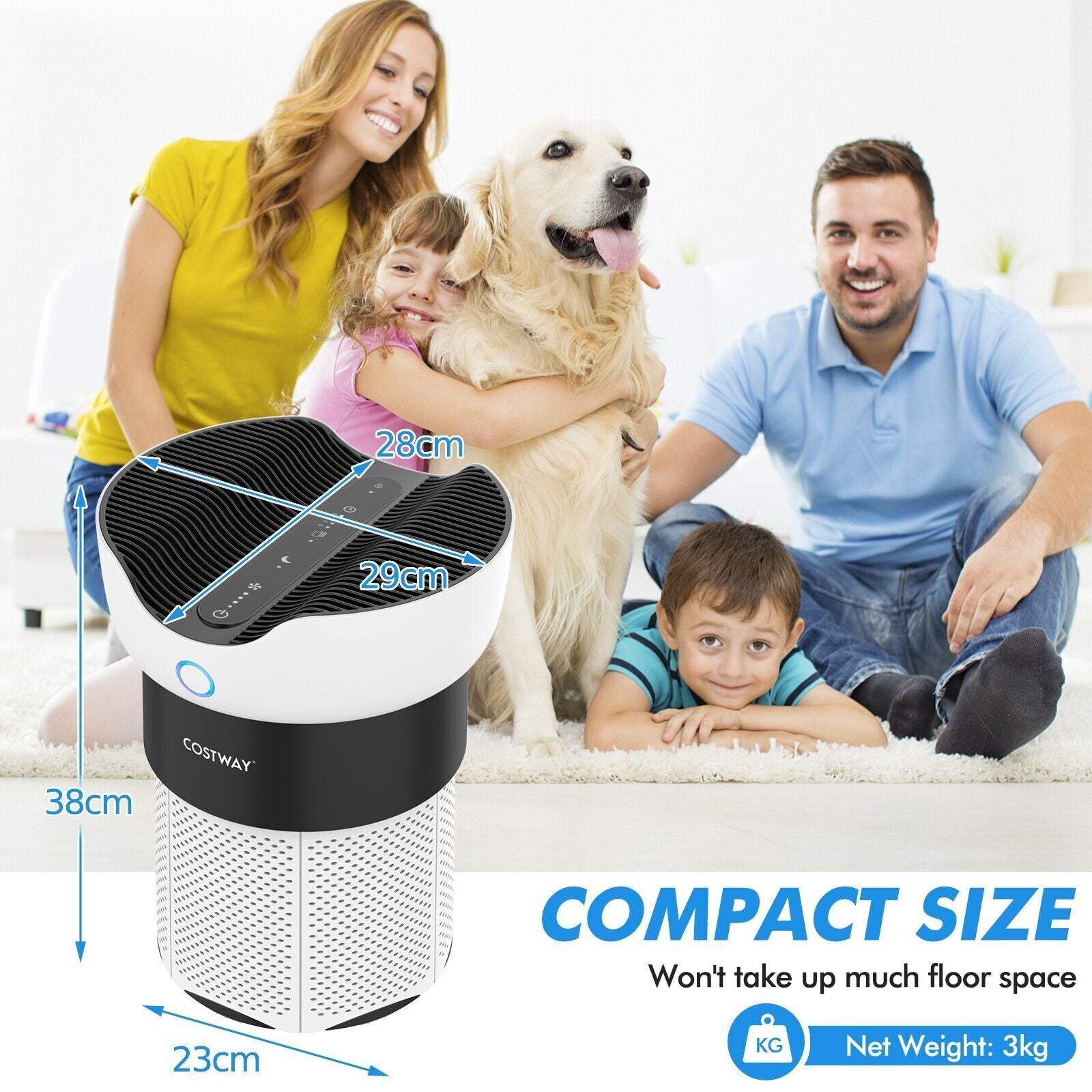 Electric Air Purifier H13 True HEPA Filter Air Cleaner Filter 99.99% Efficiency