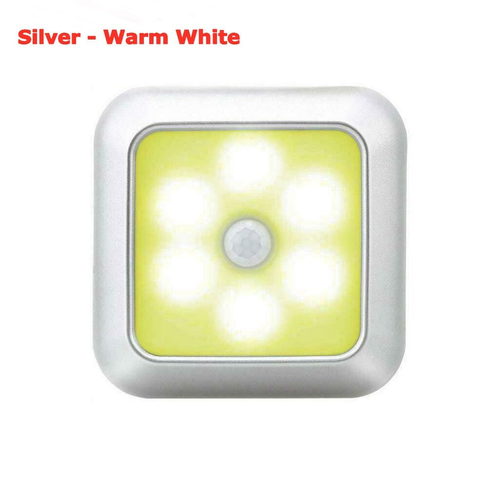 6 LED Motion Sensor Lights PIR Wireless Night Light Battery Cabinet Stair Lamp