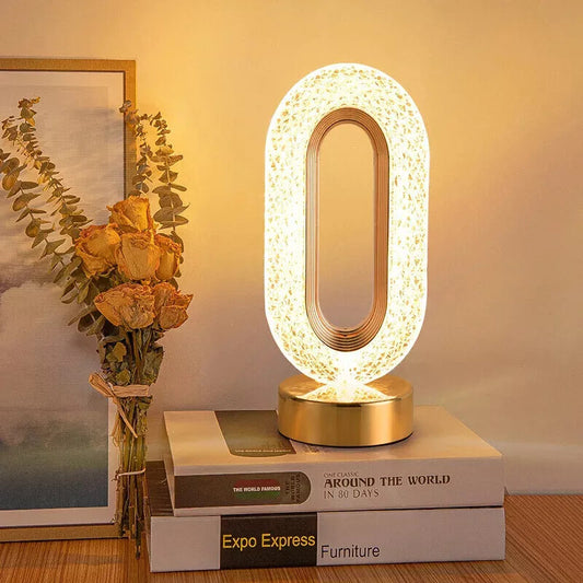USB LED Crystal Table Lamp Touch Dimmable Bedside Night Light Bedroom Decor Gift