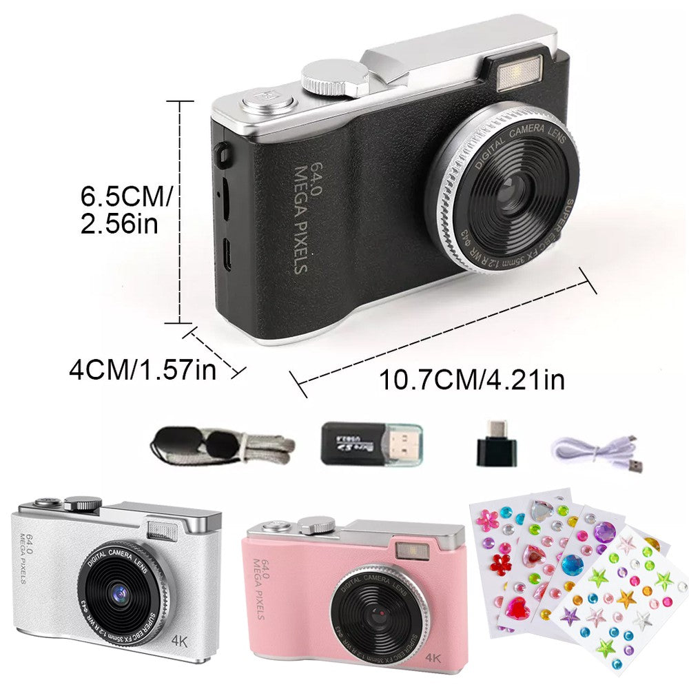Digital Camera HD 1080P 64MP 2.4'' LCD Display Screen 8X Zoom Anti-Shake Camera