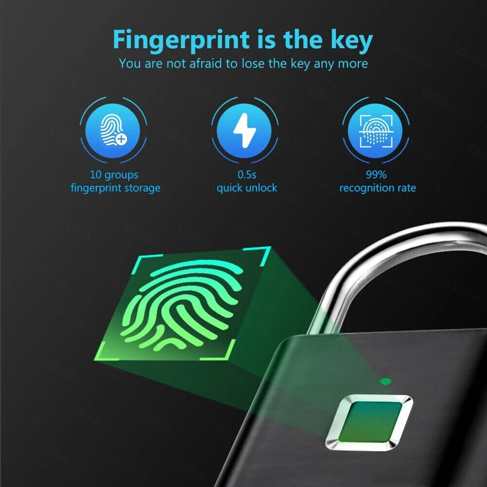 Fingerprint Lock Keyless Waterproof Anti-Theft Smart Lock Fingerprint Padlock